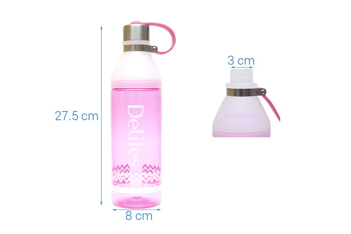 Bình đựng nước nhựa 950 ml Delites PC-001 Màu Hồng