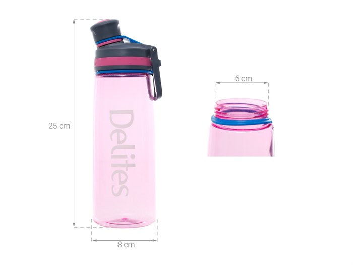 Bình đựng nước nhựa 850 ml Delites PC-005 Màu Hồng