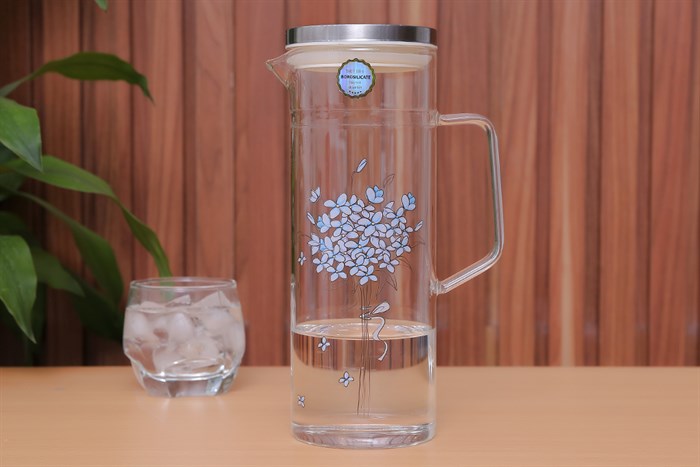 Bình đựng nước thủy tinh borosilicate 1.4 lít BHX GB-583B Màu Trắng