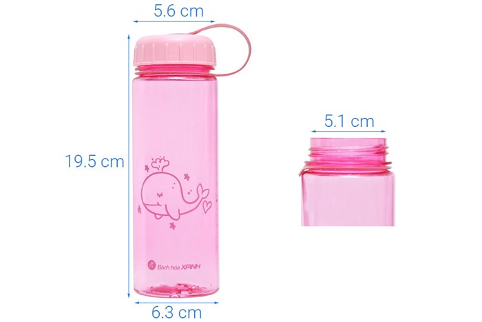Bình đựng nước nhựa 575 ml BHX PNP3366E Màu Hồng