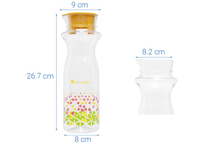 Bình đựng nước nhựa 1.1 lít BHX PNP3339E Màu Vàng