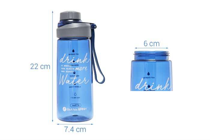 Bình đựng nước nhựa 670 ml BHX XL-1912 Màu Xanh Dương
