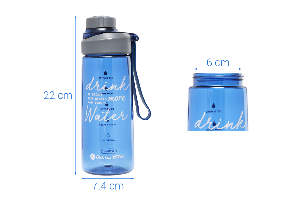 Bình đựng nước nhựa 670 ml BHX XL-1912 Màu Xanh Dương