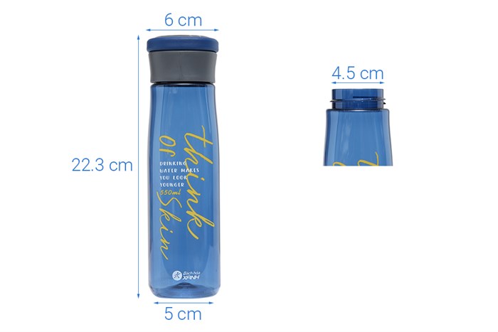 Bình đựng nước nhựa 550 ml BHX XL-1914 Màu Xanh Dương
