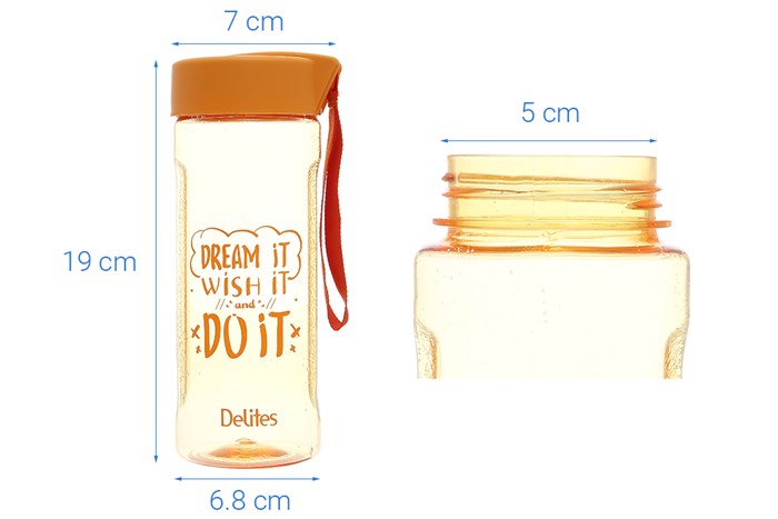 Bình đựng nước nhựa 600 ml Delites PNP3350/13E Màu Cam