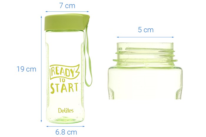 Bình đựng nước nhựa 600 ml Delites PNP3350/13E Màu Xanh lá