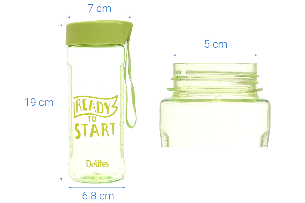 Bình đựng nước nhựa 600 ml Delites PNP3350/13E Màu Xanh lá