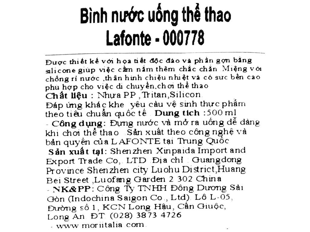 Bình đựng nước thể thao La Fonte 000778 9