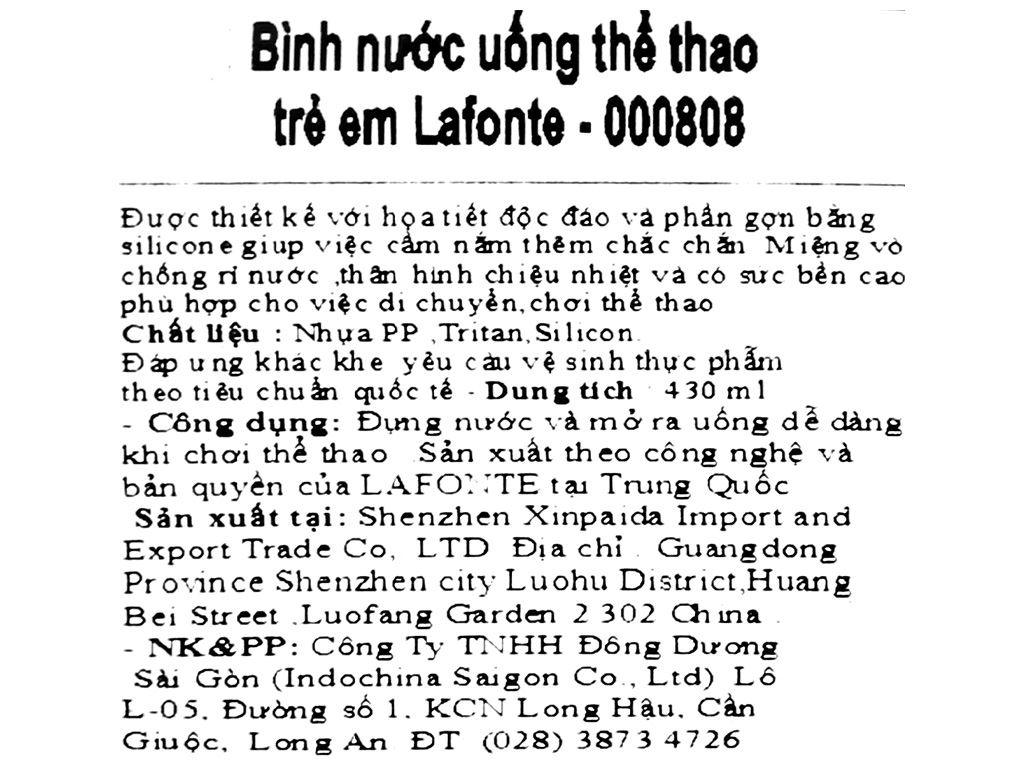 Bình nước uống thể thao trẻ em La Fonte 000808 430 ml 9