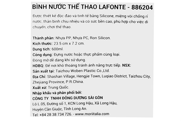 Bình đựng nước nhựa 600 ml La Fonte 886204 Màu Xanh