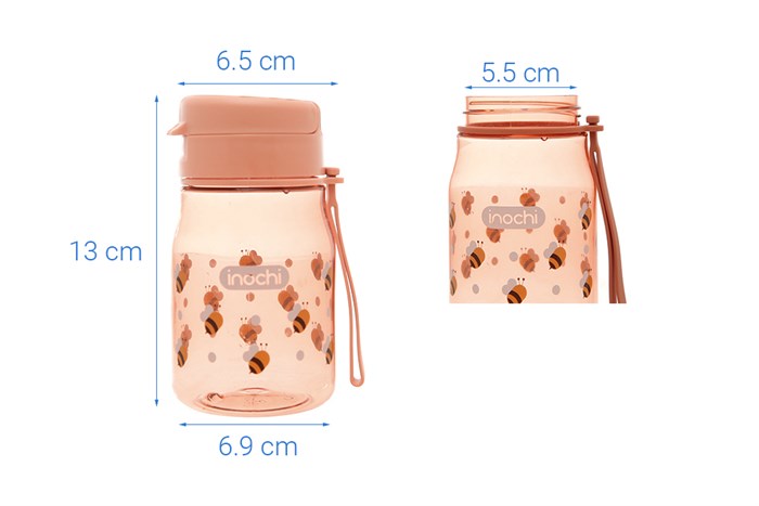 Bình đựng nước nhựa 350 ml Inochi Kita Fami Màu Cam