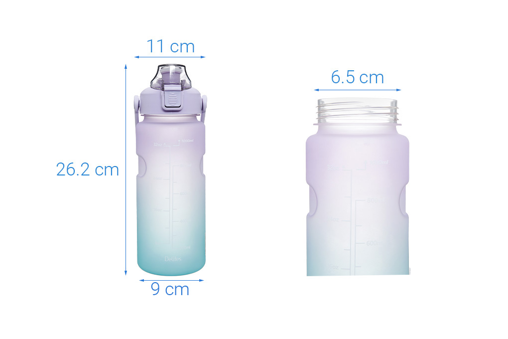 Bình đựng nước nhựa 1lít Delites WP-22801 Màu Xanh tím