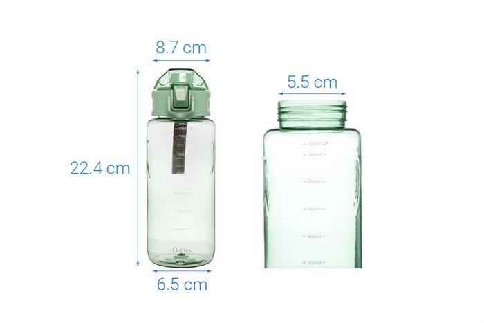 Bình đựng nước nhựa 830 ml Delites WP-22811 Màu Xanh lá đậm