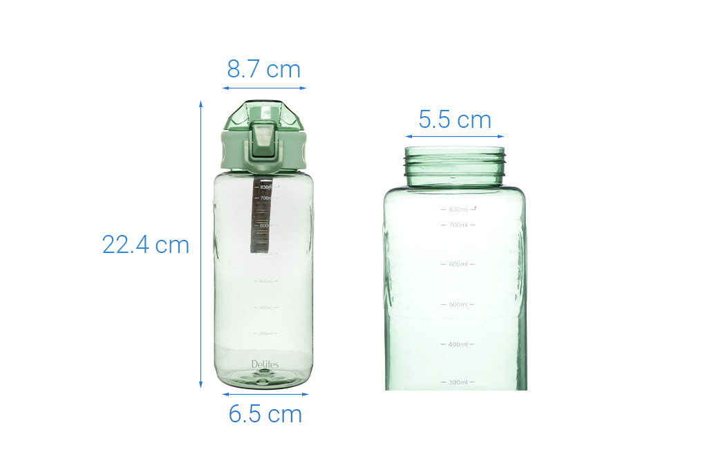 Bình đựng nước nhựa 830 ml Delites WP-22811 Màu Xanh lá đậm