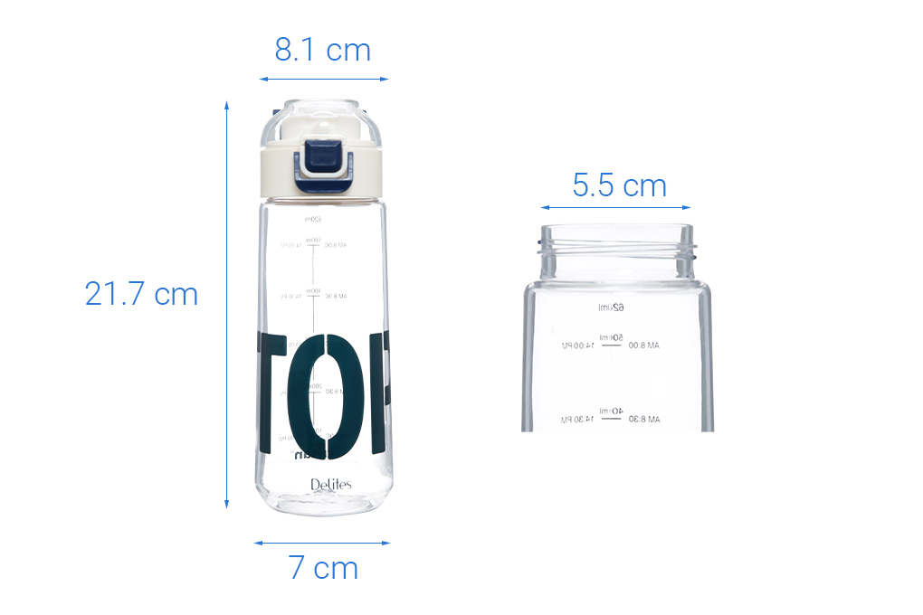Bình đựng nước nhựa Tritan 620 ml Delites DS-537 Màu Trắng
