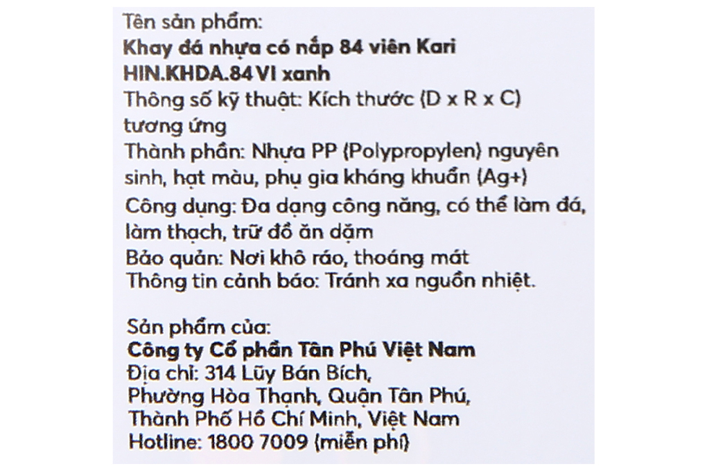 Khay đá nhựa có nắp 84 viên Kari Inochi HIN.KDCN.84VI - 6