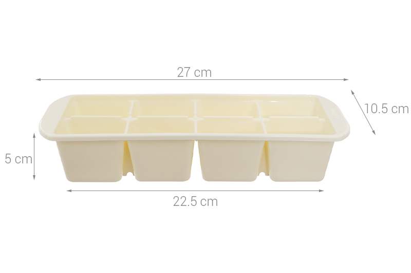 Kích thước Khay đá nhựa 8 viên Hofaco HPL48