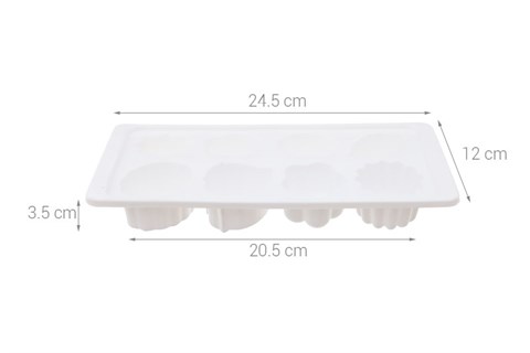 Kích thước Khay đá nhựa 8 viên lá bông Hofaco HPL67