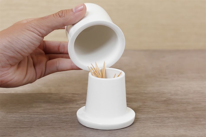 Hũ tăm sứ Minh Châu MCM03 Màu Trắng