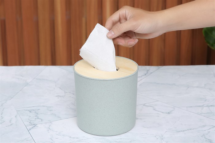 Hộp đựng giấy nhựa 13 x 12 x 12.5 cm BHX SC-TB7002 Màu Xanh dương nhạt