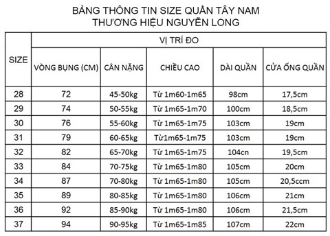 Hướng dẫn chọn size