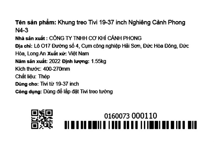 Khung treo Tivi 19-37 inch Nghiêng Cảnh Phong N4-3 Màu Đen