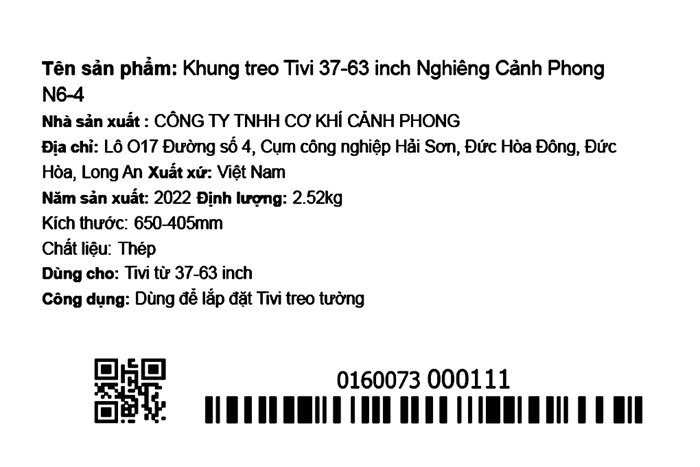 Khung treo Tivi 37-63 inch Nghiêng Cảnh Phong N6-4 Màu Đen