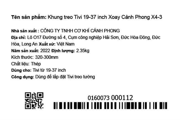 Khung treo Tivi 19-37 inch Xoay Cảnh Phong X4-3 Màu Đen
