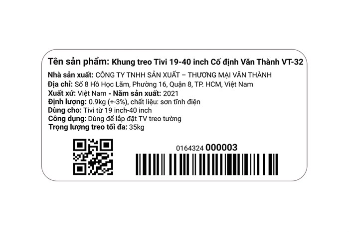 Khung treo Tivi 19-40 inch Cố định Văn Thành VT-32 Màu Đen