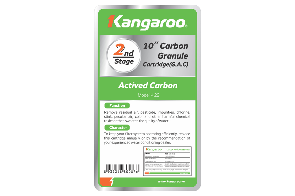 Lõi lọc thô Kangaroo số 2 Carbon Granule Cartridge