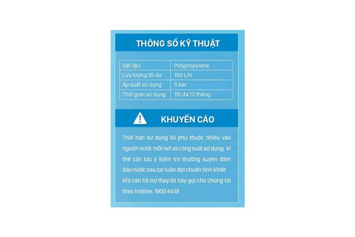 Lõi lọc thô Karofi số 1 Smax Duo PP 5 micron Sediment Filter Màu Trắng