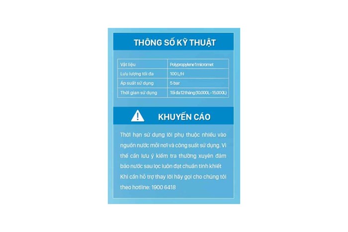 Lõi lọc thô Karofi số 3 Smax Duo PP 1 micron Sediment Filter Màu Trắng