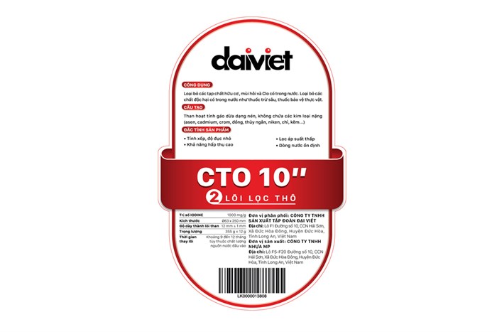 Lõi lọc thô Daikiosan số 2 CTO 10 than hoạt tính Màu Đen