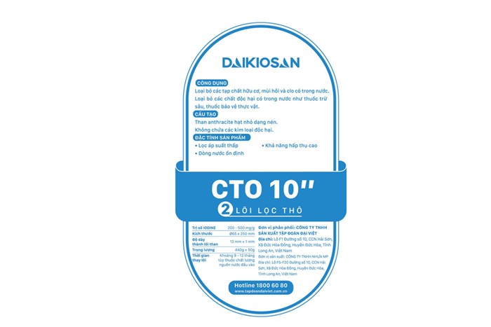Lõi lọc thô Daikiosan số 2 CTO 10 than antraxit Màu Trắng