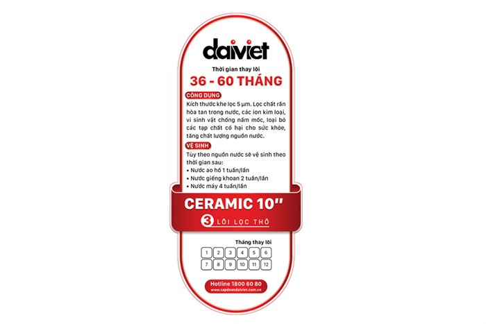 Lõi lọc thô Daikiosan số 3 Ceramic 10 Màu Trắng