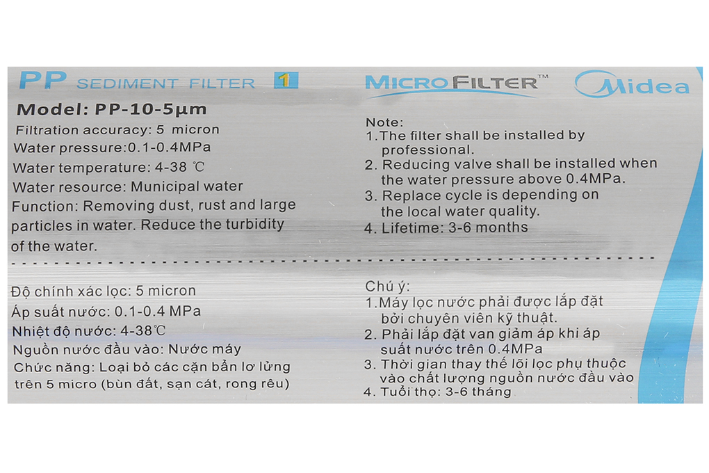 Lõi lọc số 1 Midea PP-10-5 micron