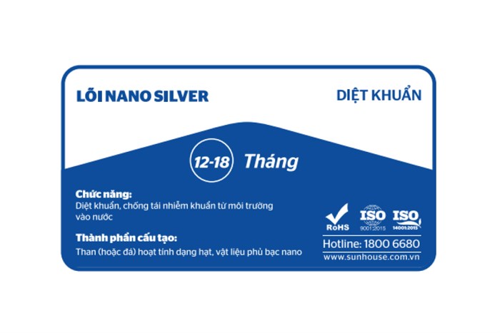 Lõi lọc chức năng Sunhouse số 10 Nano bạc Màu Trắng