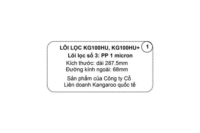 Lõi lọc thô Kangaroo số 3 Undersink KG100HU Màu Trắng