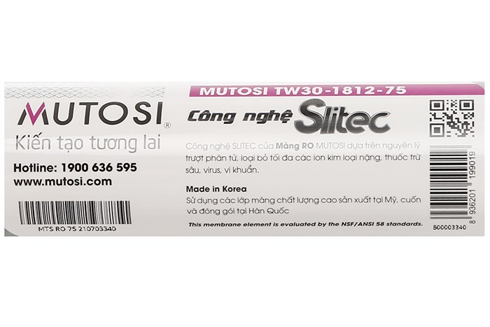 Lõi lọc RO Mutosi số 4 75 GPD Màu Xanh Dương