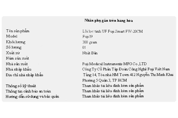 Lõi lọc tinh UF Fuji Smart FW-20CM Màu Trắng