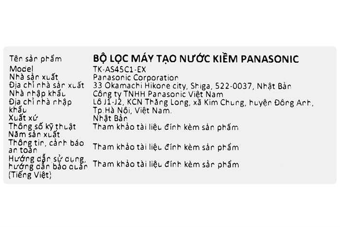 Lõi lọc tinh MF Panasonic TK-AS45C1-EX Màu Xanh Dương