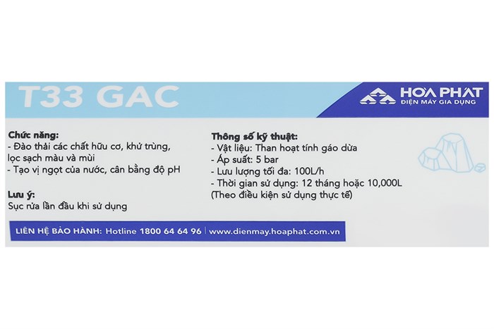 Lõi lọc chức năng Hòa Phát số 5 T33 Màu Trắng