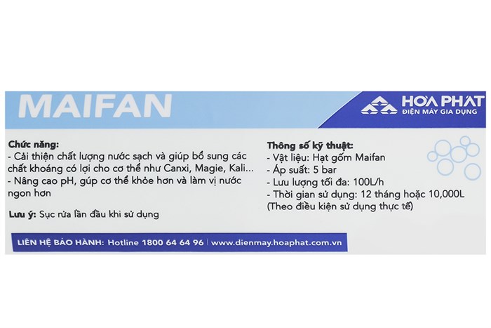 Lõi lọc chức năng Hòa Phát số 6 Maifan Màu Trắng