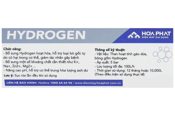 Lõi lọc chức năng Hòa Phát số 8 Hydrogen Màu Trắng