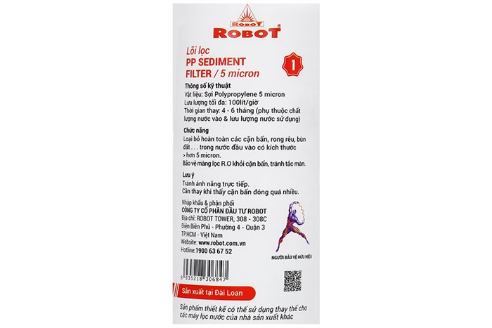 Lõi lọc thô Robot PP 5 micron - TW Màu Trắng