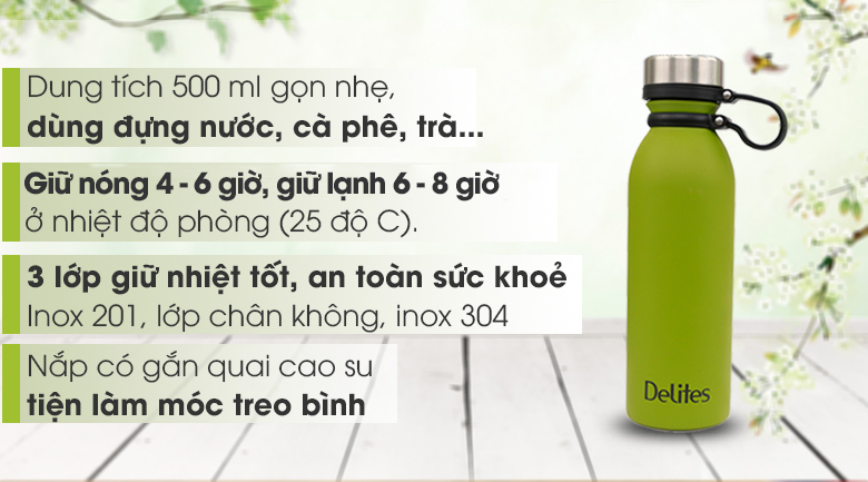 Bình giữ nhiệt inox 500 ml Delites BKS-121-060