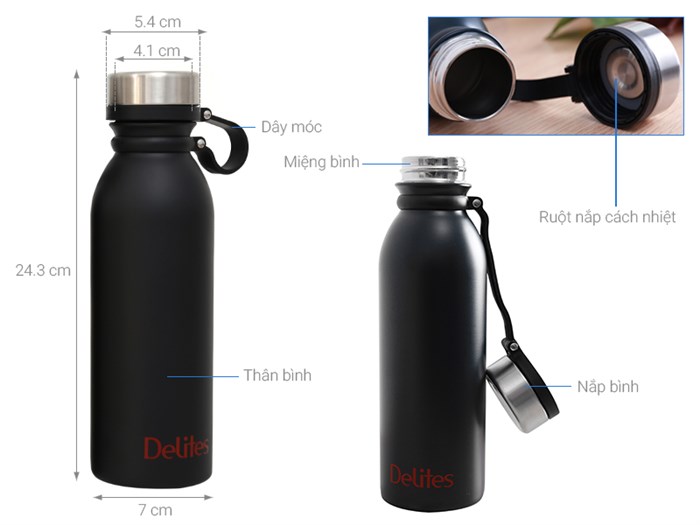 Bình giữ nhiệt inox 500 ml Delites BKS-121-060