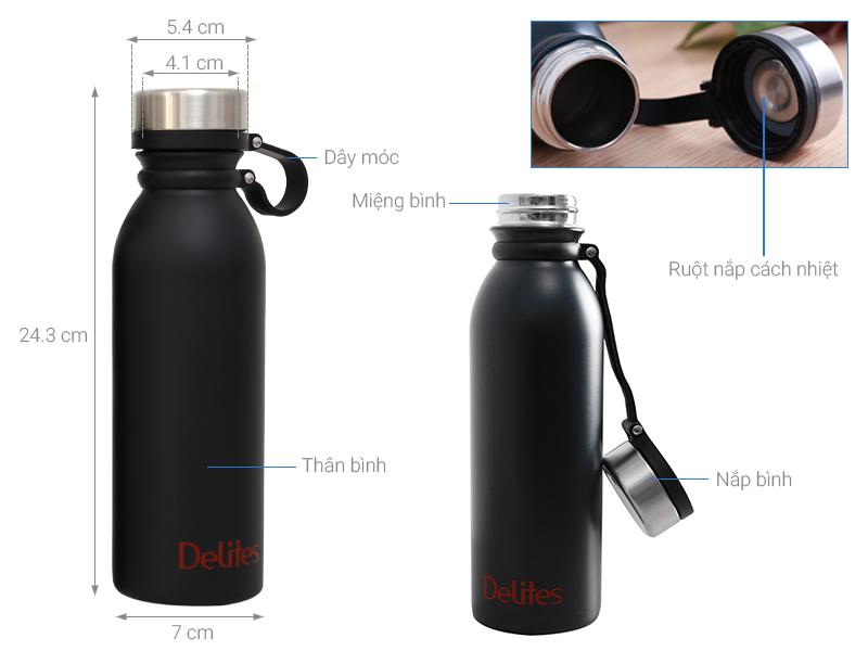 Bình giữ nhiệt inox 500 ml Delites BKS-121-060