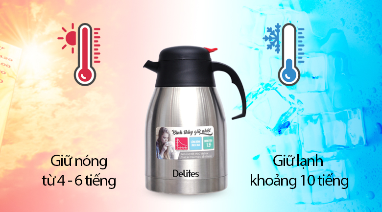 Bình giữ nhiệt inox 1.5 lít Delites QE-1500