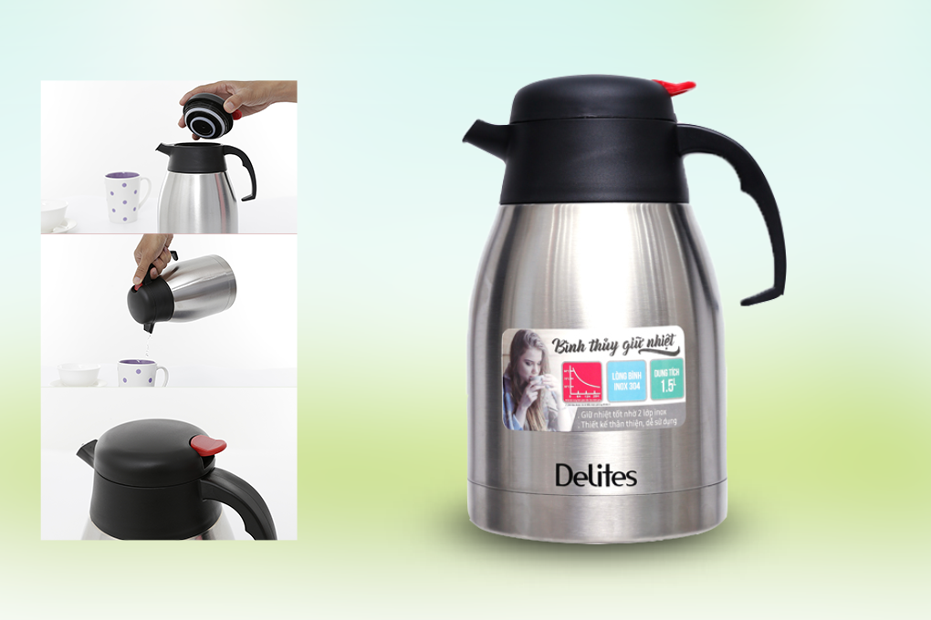 Bình giữ nhiệt inox 1.5 lít Delites QE-1500